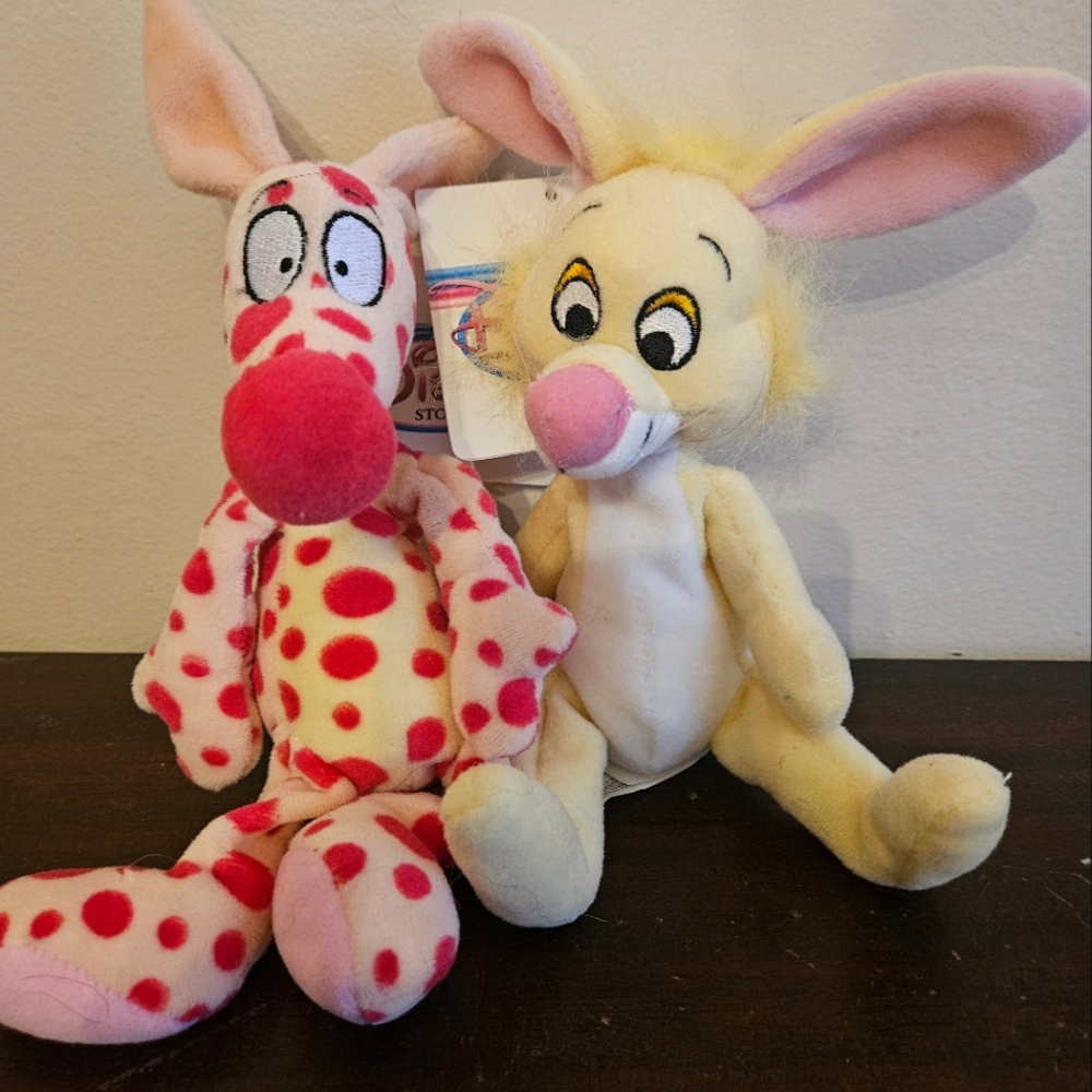 NWT Disney Woozle #2 and Rabbit Winnie the Pooh beanies. Disney Store. 1990s.